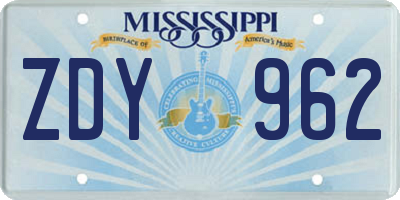 MS license plate ZDY962