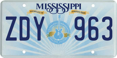 MS license plate ZDY963