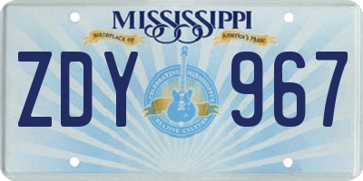 MS license plate ZDY967
