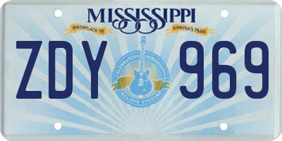 MS license plate ZDY969