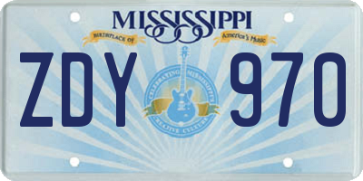 MS license plate ZDY970