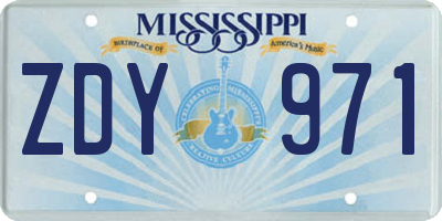MS license plate ZDY971