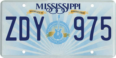 MS license plate ZDY975