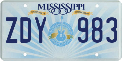 MS license plate ZDY983