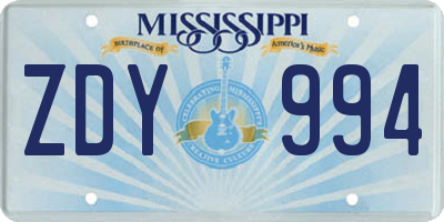 MS license plate ZDY994
