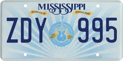 MS license plate ZDY995