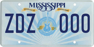 MS license plate ZDZ000