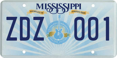 MS license plate ZDZ001
