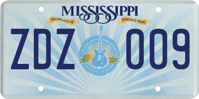 MS license plate ZDZ009