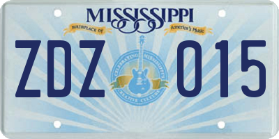 MS license plate ZDZ015