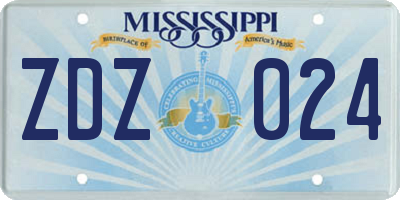 MS license plate ZDZ024