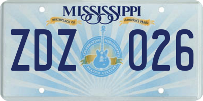 MS license plate ZDZ026