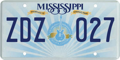 MS license plate ZDZ027