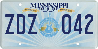MS license plate ZDZ042