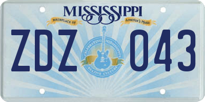 MS license plate ZDZ043