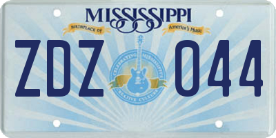 MS license plate ZDZ044