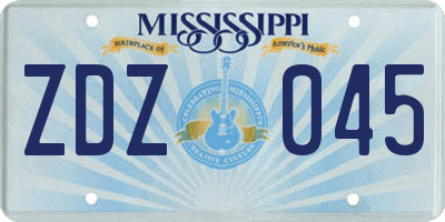 MS license plate ZDZ045