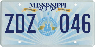 MS license plate ZDZ046