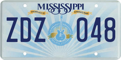 MS license plate ZDZ048
