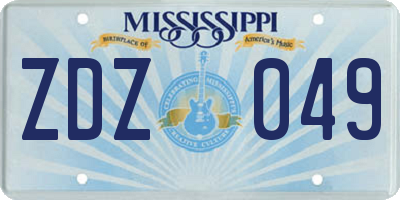 MS license plate ZDZ049