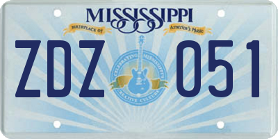 MS license plate ZDZ051