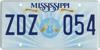 MS license plate ZDZ054
