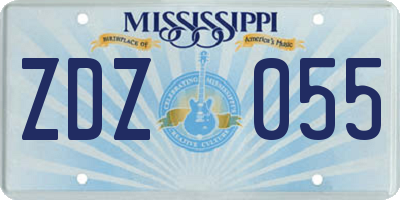MS license plate ZDZ055