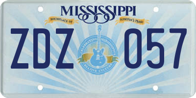 MS license plate ZDZ057