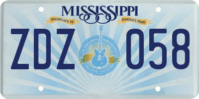 MS license plate ZDZ058