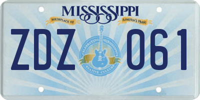 MS license plate ZDZ061