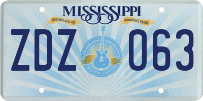 MS license plate ZDZ063