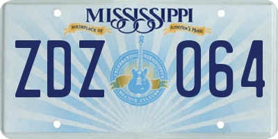 MS license plate ZDZ064