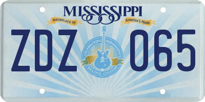 MS license plate ZDZ065