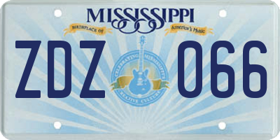 MS license plate ZDZ066