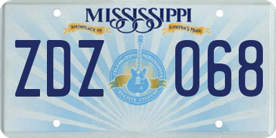 MS license plate ZDZ068