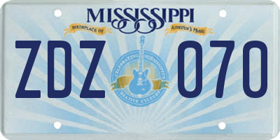 MS license plate ZDZ070