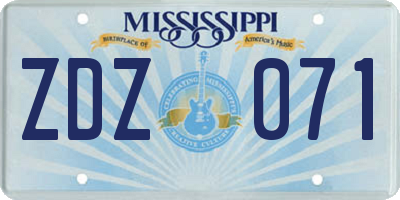 MS license plate ZDZ071