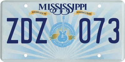 MS license plate ZDZ073