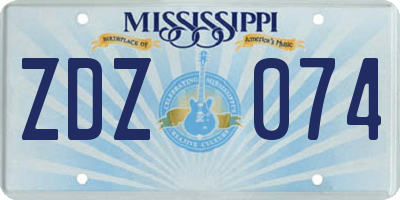 MS license plate ZDZ074