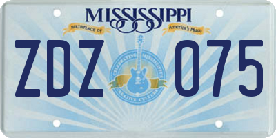 MS license plate ZDZ075