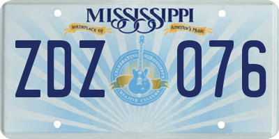 MS license plate ZDZ076