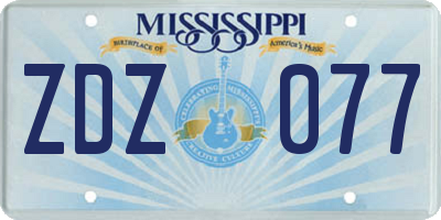 MS license plate ZDZ077