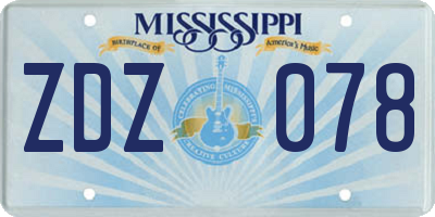 MS license plate ZDZ078