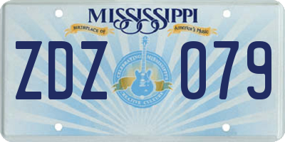 MS license plate ZDZ079