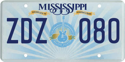 MS license plate ZDZ080