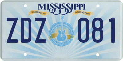 MS license plate ZDZ081