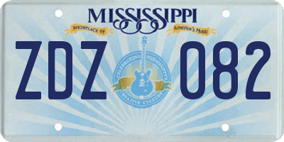 MS license plate ZDZ082