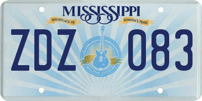 MS license plate ZDZ083