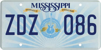 MS license plate ZDZ086
