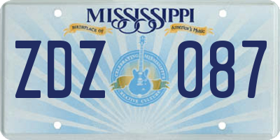 MS license plate ZDZ087